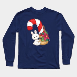 Bunny Candy Cane Christmas Long Sleeve T-Shirt